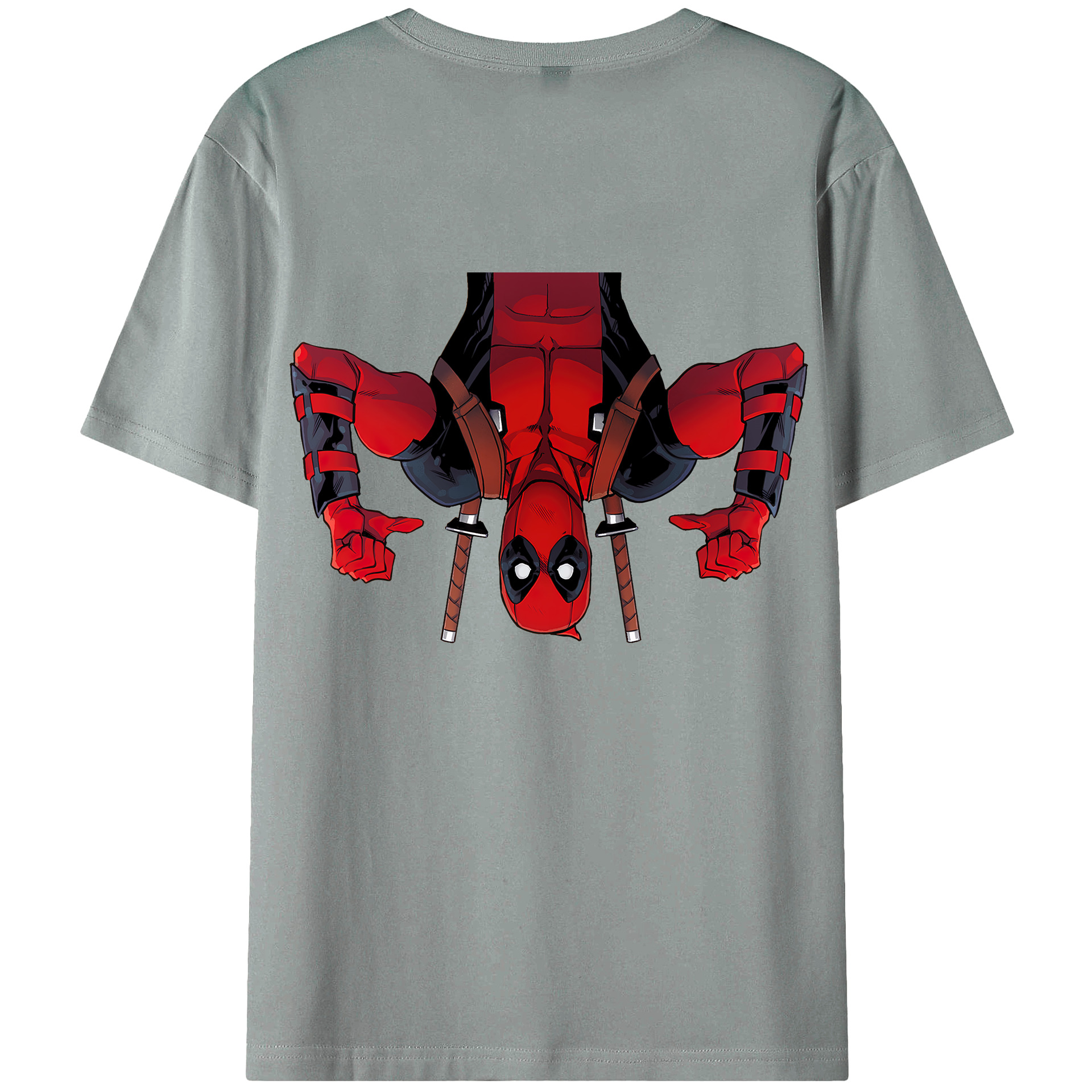 （画像用） Deadpool デッドプール 綿100％ メンズ半袖Tシャツ（バックプリント） 通気性